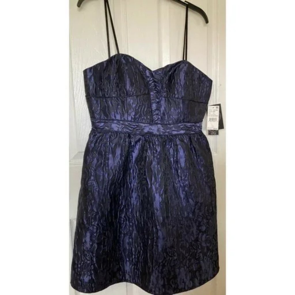 Aqua Mid Blue Textured Spaghetti Strap Cocktail Party Prom Mini Dress 12